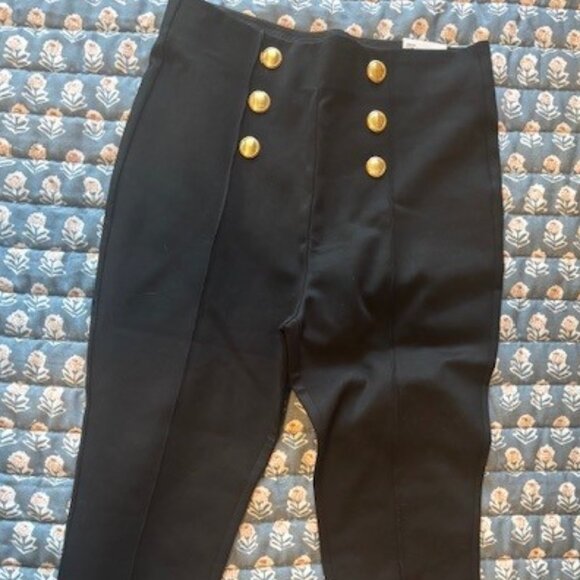 ✨ NWT Zara //High-Waisted Button Leggings// Black// Size L ✨ - Picture 2 of 9